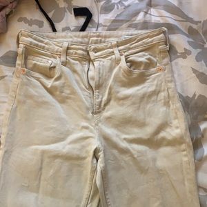 Cream high waisted mom jeans
